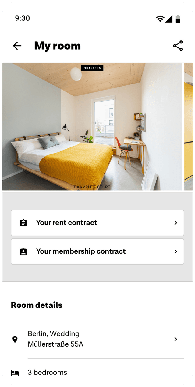 Screenshot of the mobile app screen 'My Room'