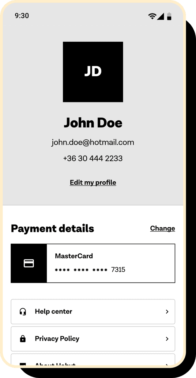 Screenshot of the mobile app screen 'Profile'